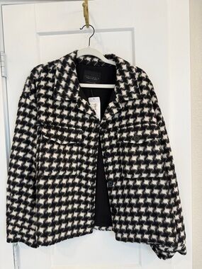Sanctuary Black & White Houndstooth Button-Front Jacket - XL